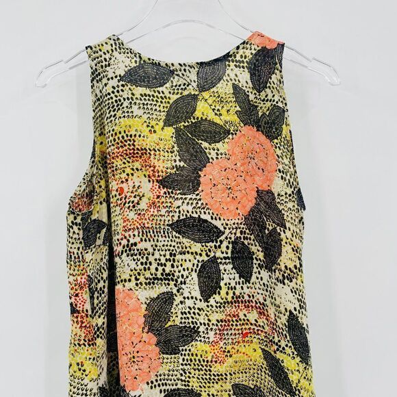 Ann Taylor Size Small Yellow Pink Floral Layered Sleeveless Tank Top Blouse - Picture 8 of 9